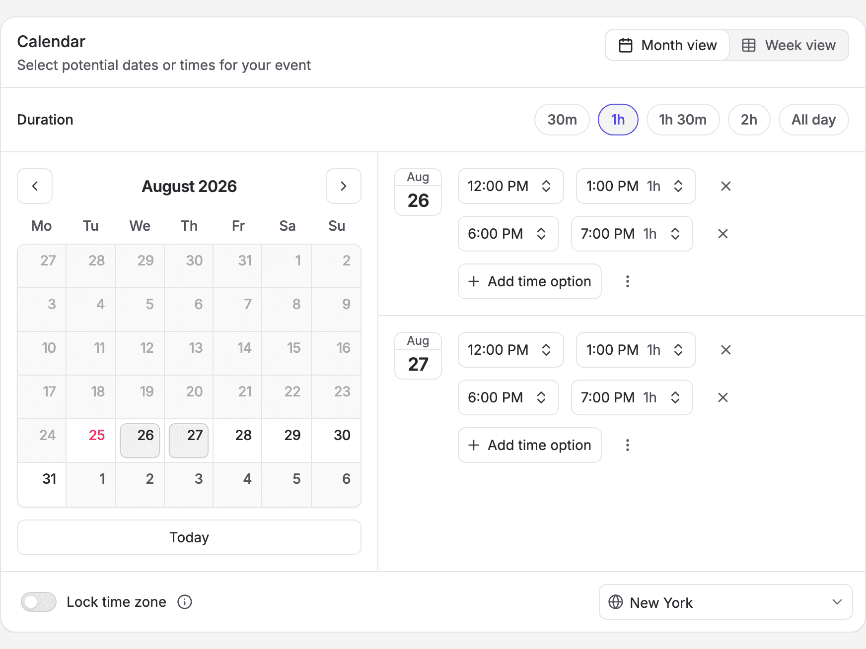 Calendar month view