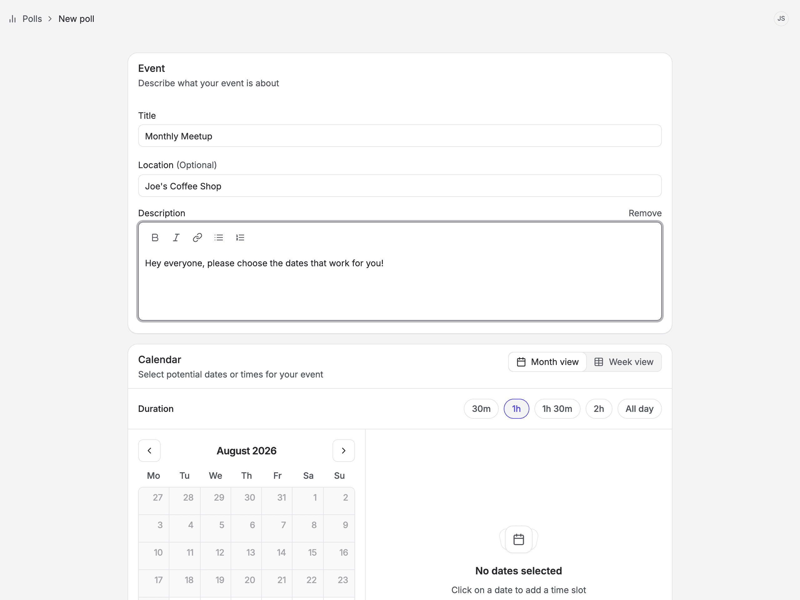 Creating a poll